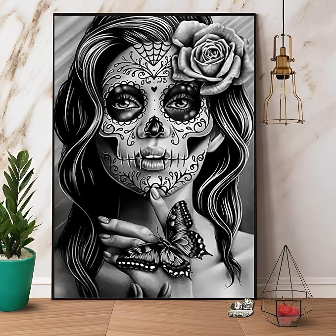 Gorgeous Sugar Skull Lady Day Of The Dead Vintage Signage For Home Garage Decor Gifts Metal Tin Sign 6x8 Inch - skull plate