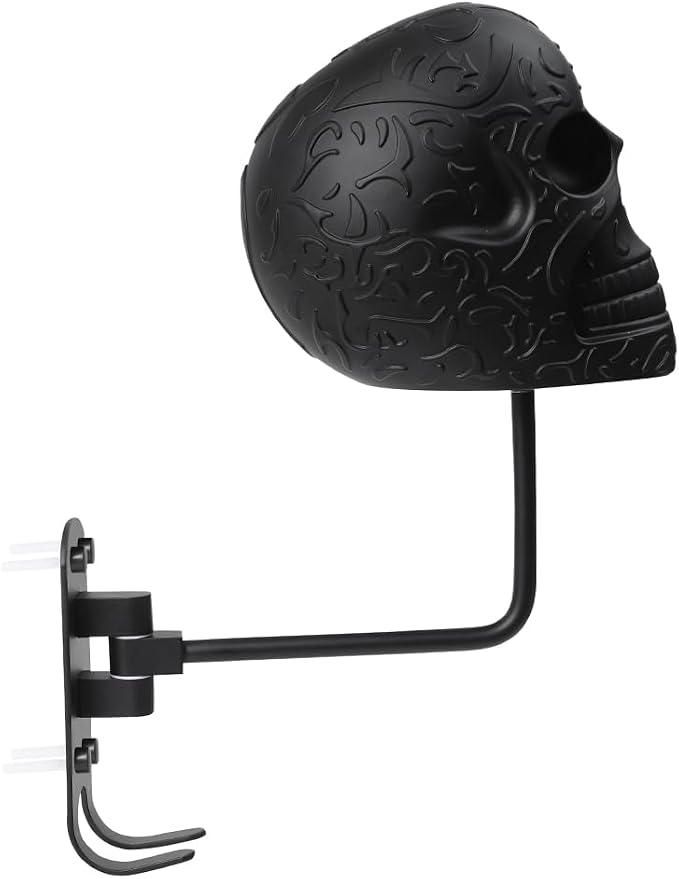 Motorcycle Helmet Wall Mount with Skull Design, Jacket and Coat Storage Hook - skull helmet