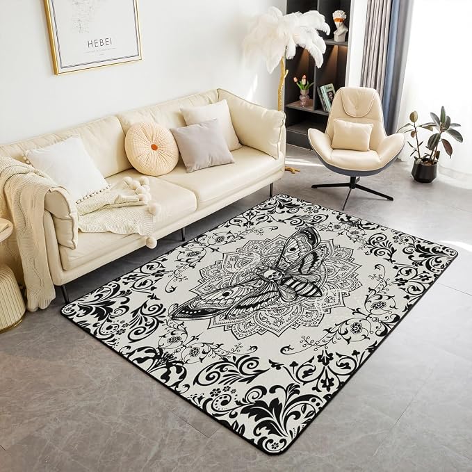 jejeloiu Gothic Decor Area Rug 3x5 Bedroom Kids - skull carpet