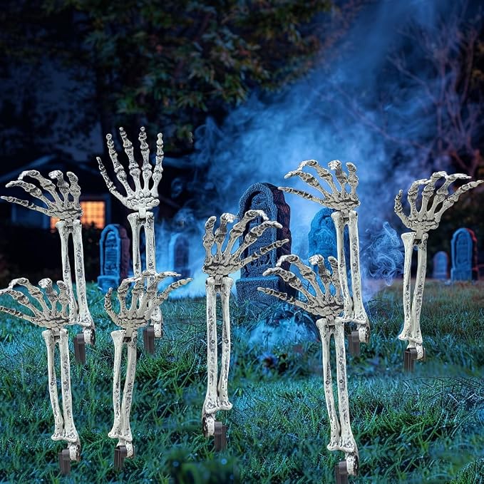 AISENO 8PC Realistic Skeleton Arm Stakes Halloween Decorations for Lawn Stakes Garden Groundbreaker Halloween Skeleton Decoration - skeleton