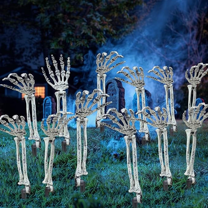 AISENO 12PC Realistic Skeleton Arm Stakes Halloween Decorations for Lawn Stakes Garden Groundbreaker Halloween Skeleton Decoration - skeleton