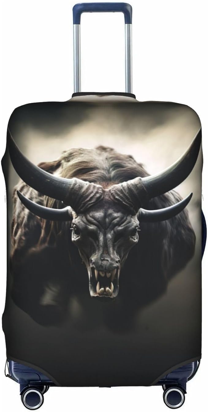 Runner Bull Skull Print Suitcase Coverâ€“travel Luggage Cover With Elasticity For Suitcases (S/M/L/Xl Sizes) - skull suitcase