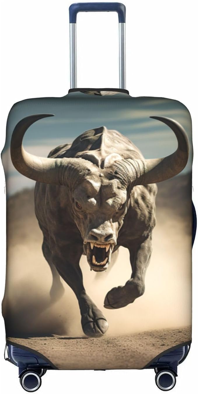 Runner Bull Skull Print Suitcase Coverâ€“travel Luggage Cover With Elasticity For Suitcases (S/M/L/Xl Sizes) - skull suitcase