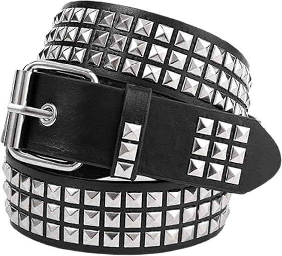 Metal Punk Rock Rivet Belt Cool Gothic Emo Goth Belts Black Pyramid Studded Belt Grommet Leather Belts - skull wallet