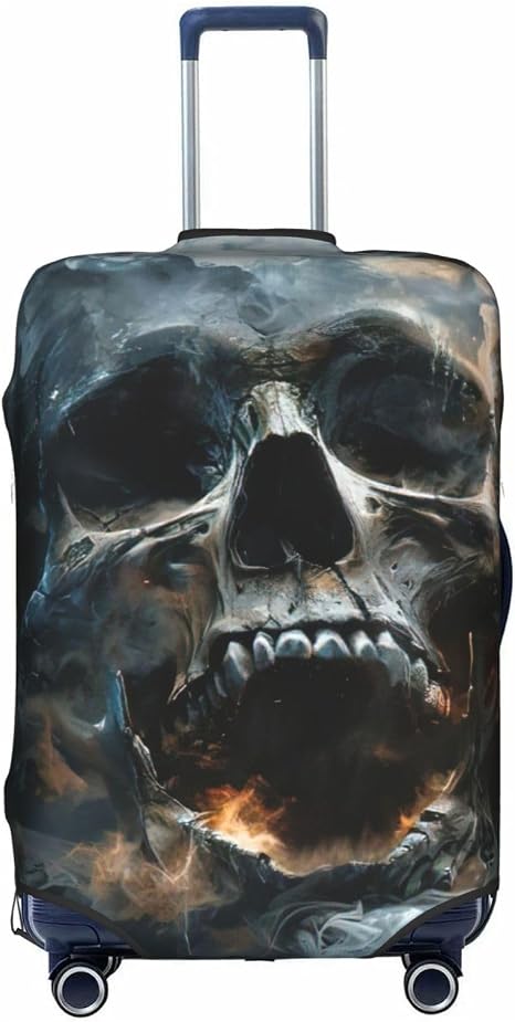 Horror Ghost Skull Print Suitcase Coverâ€“travel Luggage Cover With Elasticity For Suitcases (S/M/L/Xl Sizes) - skull suitcase