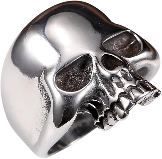 Stainless Steel Men’s Cool Skull Head Solid Ring Punk