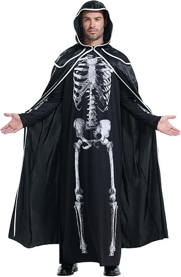 Seasons Deluxe Skull Costume Kit for Men, One Size Fits Most - sugar skull costume