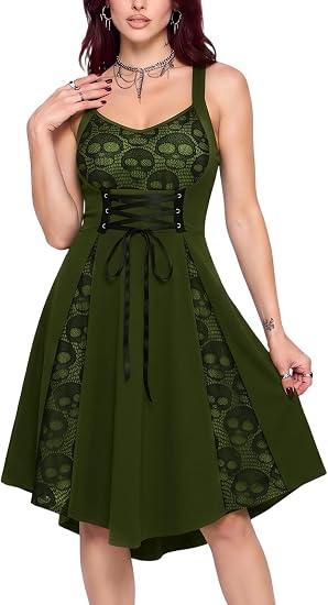 DRESSFO Gothic Sundress - sugar skull dress