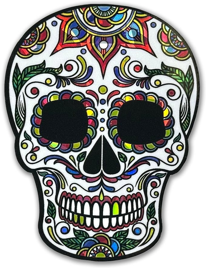 Elektroplate Day of the Dead Red Reflective Car Decal 3.4" - skull sticker