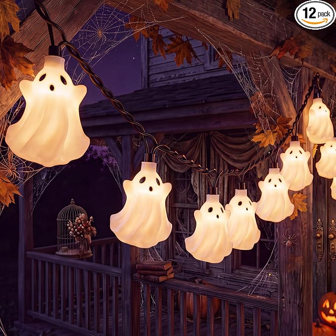 8.5Ft 10 LED Ghost Lights, Halloween Decorations Outdoor String Lights - string light