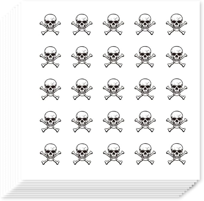 AHANDMAKER 500Pcs Self-Adhesive Planner Stickers, Skull Stickers Pirate Skull Paper Decals for Planner Calendar Scrapbook Crafting Arts Party Seal Theme Party Decor DIY, 0.5 Inch - skull sticker