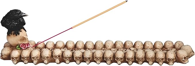 ICE ARMOR 11" Long Skull Incense Burner Statue Sculpture Ornament Decoration Home/Room Decor Ideas for Housewarming, Holidays and Birthdays Great Collectible Addition - skull incense burner