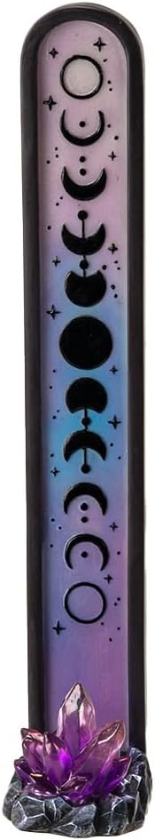 Pacific Giftware Glow Resin Incense Burner with Crystal Accents Crystal and Moon Phase Design Home Decor - skull incense burner