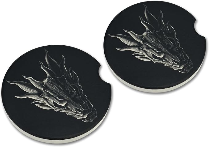 Elektroplate Skull Dragon Automotive Ceramic Coasters Set of 2 - skull coaster