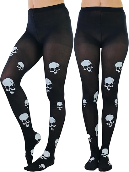 ToBeInStyle Women’s Skull Crossbones Skeleton Pirate Symbol Hosiery Tights & Thigh High Stockings - skull leggings