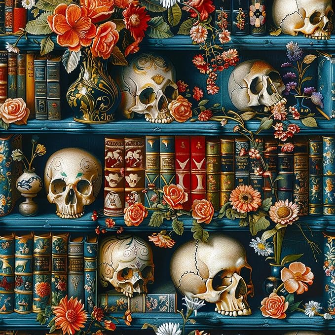 GEEHEIY Paint by Numbers Kit for Adults, Skull Bookself, 16×16 Inch