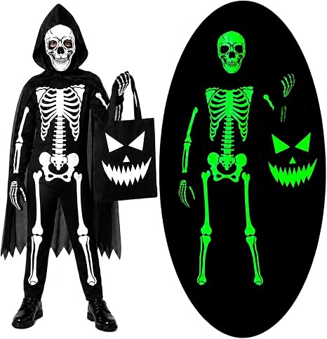 Glow In The Dark Skull Bone Jumpsuit Skeleton Costume For Kids Toddler Unisex Halloween Party Dress Up - sugar skull costume