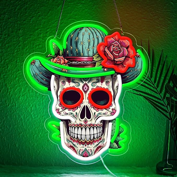Dia De Los Muertos Decorations,Sugar Skull Neon Sign - skull inflatable