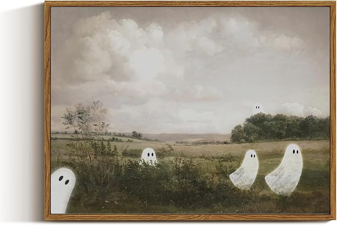 VIYYIEA Framed Halloween Wall art, Vintage Ghost Fall Prints, 12x16In