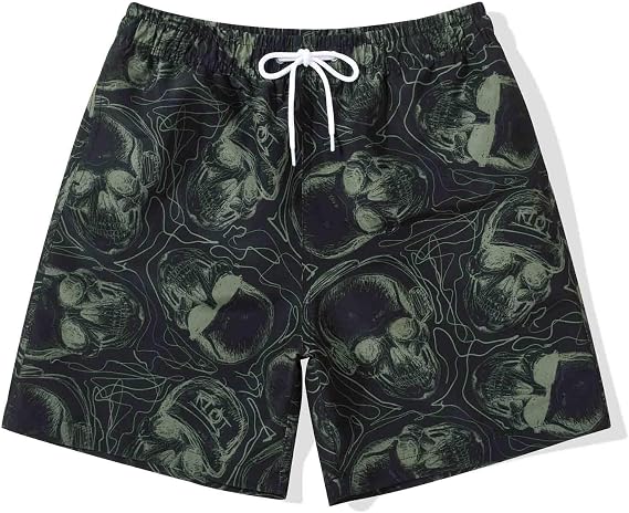 SUNDAY ROSE Swim Trunks for Boy Toddler Bathing Suits Little Kids Quick Dry Beach Board Shorts - skull swimsuit