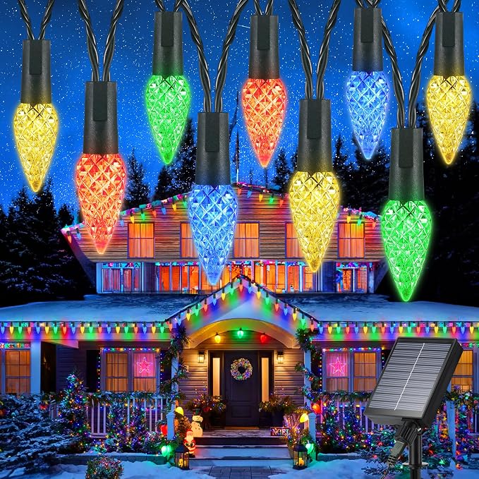 iBaycon 48FT 100 LED Solar C6 Lights Outdoor Christmas String Lights - string light