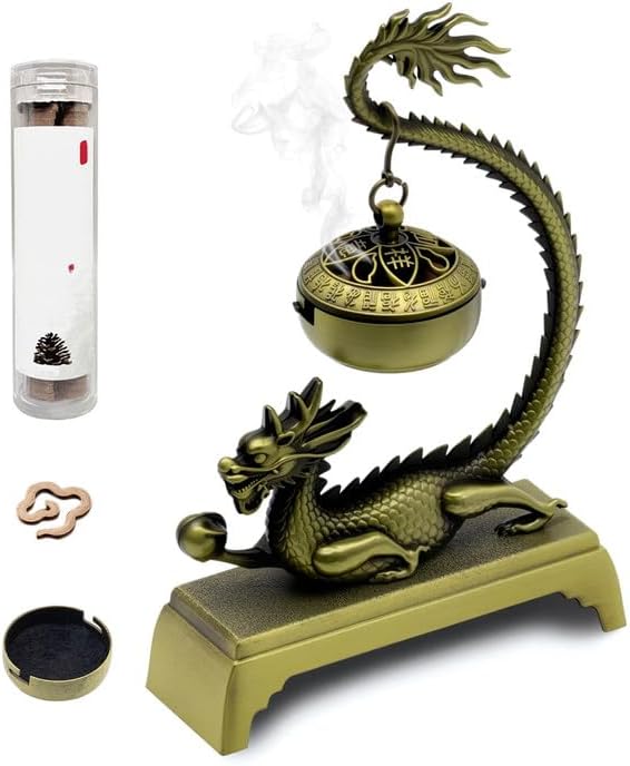 Dragon Incense Burner & Stick Holder with 40 Incense Sticks - skull incense burner