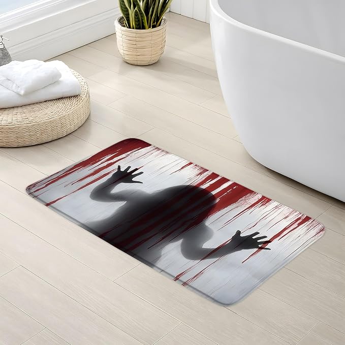 Halloween Bath Mat Horror Ghosts Red Bloody Scary Day of The Dead Spooky Bathroom Rug Bedroom Kitchen Toilet Floors - skull toilet mat