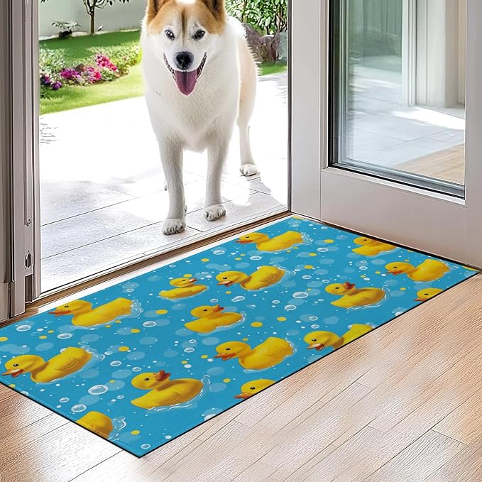 Rubber Duck Skull Indoor Door Mat,Fun and Playful Floor Doormat,17x29.5in,Non Woven Non Slip Rubber Backing Cute Cartoon Rug for Porch Insider,Bedroom,Kitchen,Doormats Gifts,Rv Camper Decor - skull floor mat