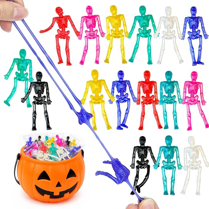 Bulk Halloween Toys Party Favors 60 PCS, Small Skeleton Figurines for Kids - skeleton