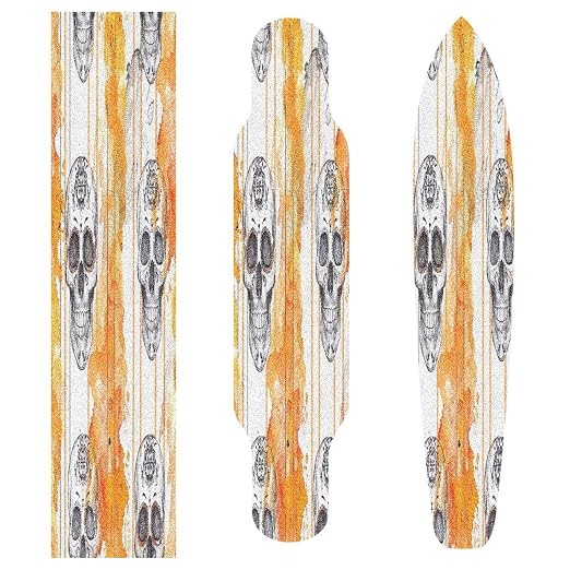 YETTASBIN Skull Skateboard Grip Tape, Bubble Free Anti Slip Longboard Grip Tape Sheet Sticker Deck Sandpaper for Rollerboard, 44 x 10 Inch - skull sticker
