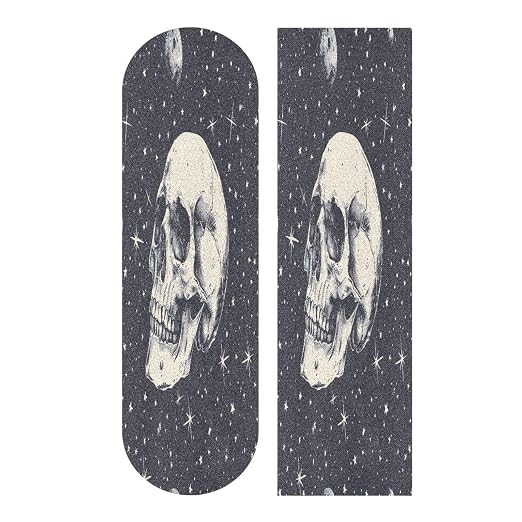 YETTASBIN Skull Skateboard Grip Tape, Bubble Free Anti Slip Longboard Grip Tape Sheet Sticker Deck Sandpaper for Rollerboard, 33 x 9 Inch - skull sticker