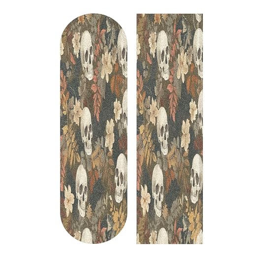 YETTASBIN Skull Skateboard Grip Tape, Bubble Free Anti Slip Longboard Grip Tape Sheet Sticker Deck Sandpaper for Rollerboard, 33 x 9 Inch - skull sticker
