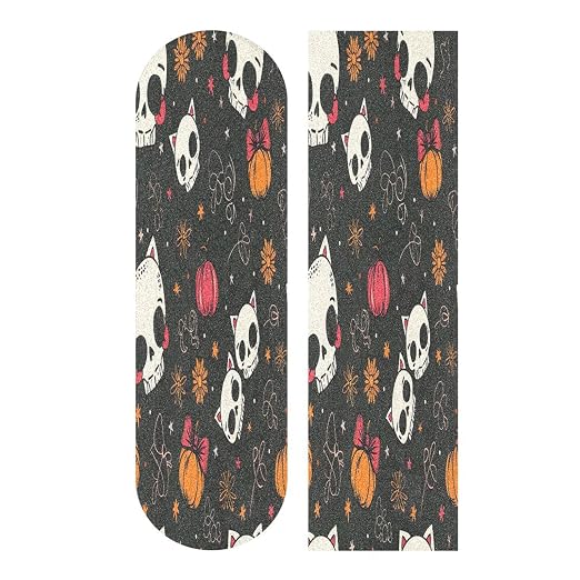 YETTASBIN Skull Skateboard Grip Tape, Bubble Free Anti Slip Longboard Grip Tape Sheet Sticker Deck Sandpaper for Rollerboard, 33 x 9 Inch - skull sticker