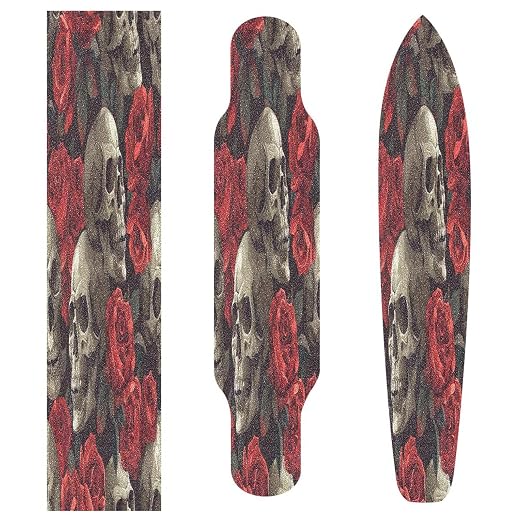 YETTASBIN Skull Skateboard Grip Tape, Bubble Free Anti Slip Longboard Grip Tape Sheet Sticker Deck Sandpaper for Rollerboard, 44 x 10 Inch - skull sticker