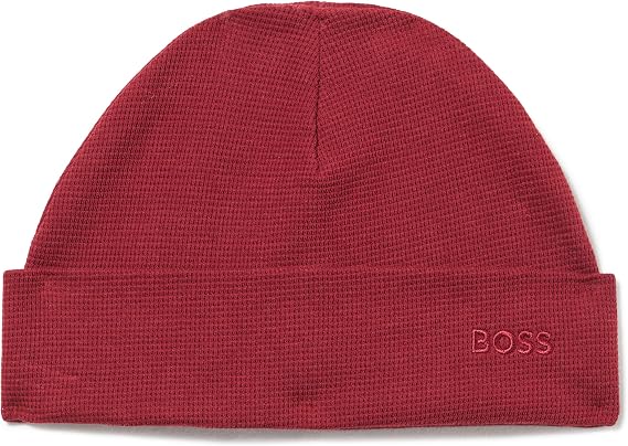 BOSS Men's Tonal Logo Waffle Structure Beanie - skull watch