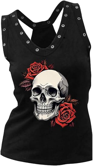 Fensajomon Skull Shirt for Women Sleeveless Printed Loose Workout Tank Top - skull tank tops