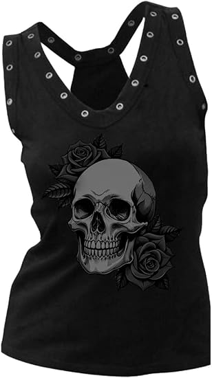 Fensajomon Skull Shirt for Women Sleeveless Printed Loose Workout Tank Top - skull tank tops