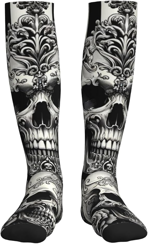 Skull Pattern Halloween Socks Compression Sock For Men & Women - sugar skull boots