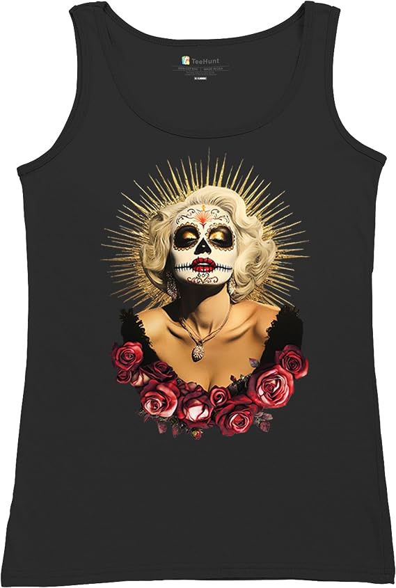 Golden Age Sugar Skull Women's T-Shirt Day of Dead Rose Beauty Dia de Los Muertos Mexico Holiday Floral Calavera Women's Tee - skull tank tops