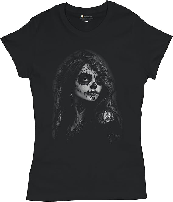 Web Sugar Skull Women's T-Shirt Black White Monochrome Gothic Beauty Elegant Day of The Dead Dia de Los Muertos Women's Tee - skull tshirt