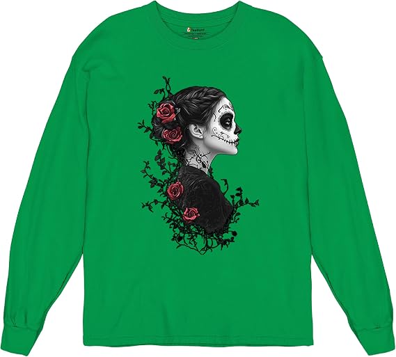 Gothic Sugar Skull Roses Men's T-Shirt Day of Dead Dark Elegance Skeleton Dia de Los Muertos Floral Calavera Men's Tee - skull tshirt