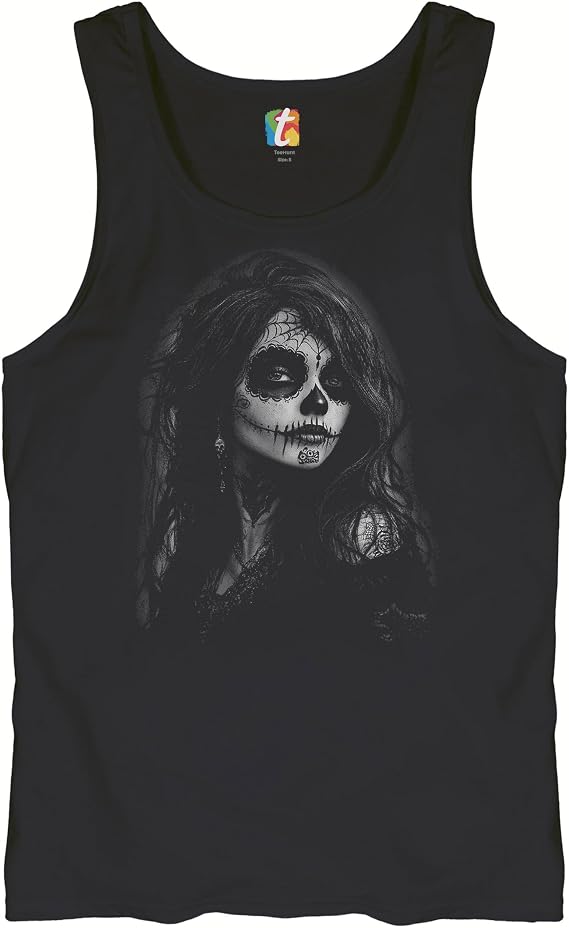 Web Sugar Skull Men's T-Shirt Black White Monochrome Gothic Beauty Elegant Day of The Dead Dia de Los Muertos Men's Tee - skull tank tops