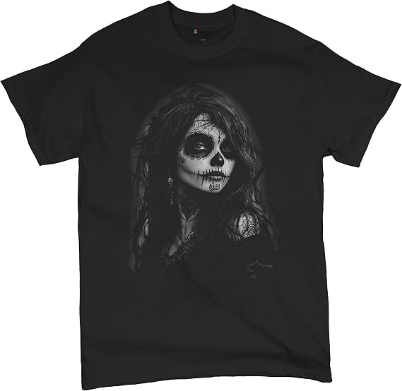 Web Sugar Skull Men's T-Shirt Black White Monochrome Gothic Beauty Elegant Day of The Dead Dia de Los Muertos Men's Tee - skull tshirt