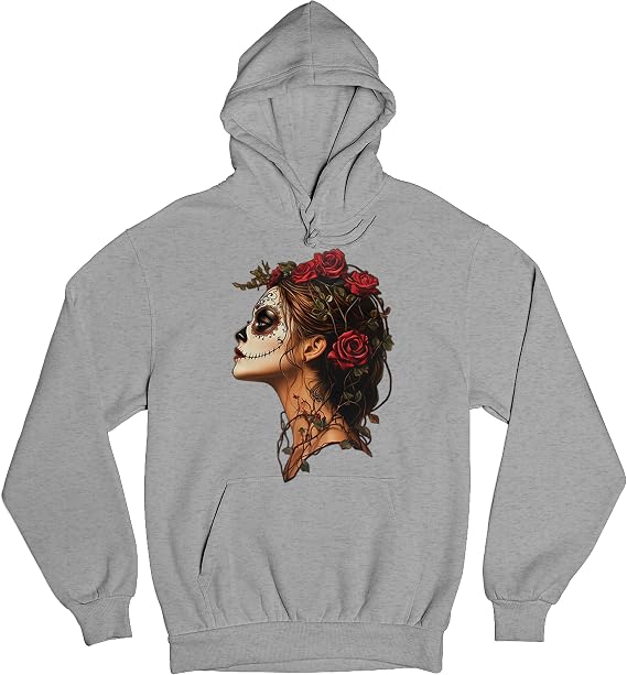 Tee Hunt Sugar Skull Profile Sweatshirt Dia de Los Muertos Day of Dead Calavera Skeleton - skull hoodie