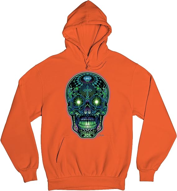 Bright Sugar Skull Sweatshirt Dia de Los Muertos Colorful Neon Day of the Dead - skull hoodie
