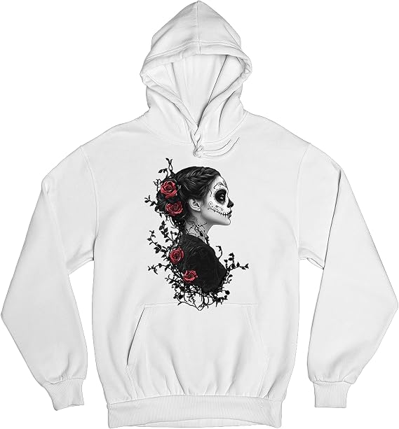 Tee Hunt Gothic Sugar Skull Roses Sweatshirt Day of Dead Dark Elegance Skeleton Dia de - skull hoodie