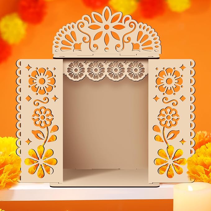 DoubleFill 1 Pcs Day of the Dead Ofrenda Altar Wooden Box,Classic Style - skull carpet