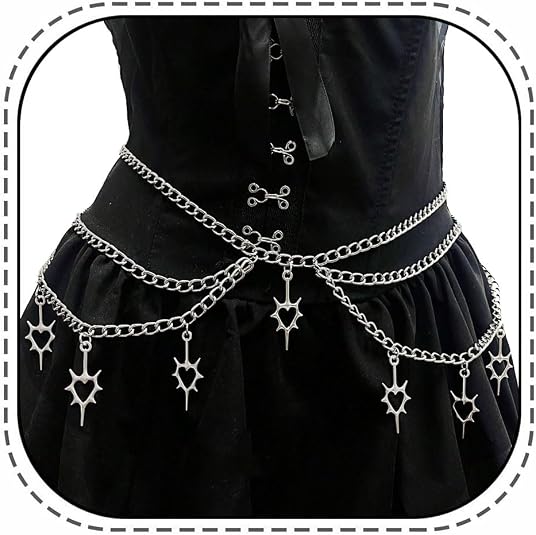Thorn Heart Waist Chain Belt – Punk Gothic Crossover Body Belly Chains Tassel for Women Girl