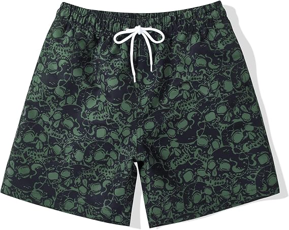 SNOW DREAMS Boys Swim Trunks Quick Dry Swim Shorts Lightweight Bathing Suits Side Pocket - skull swimsuit