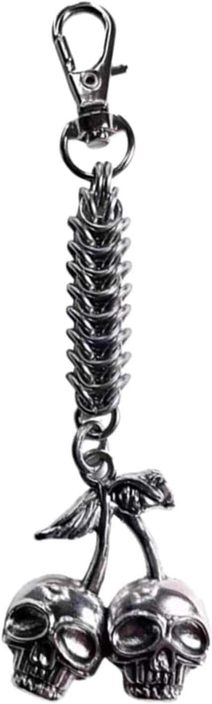 Fashionable Skull Cherrys Pendant Keychain Alloy Crafted Keyring Charm Ornament Unique Accessory for Bags and Bikes - sugar skull handbags for sale